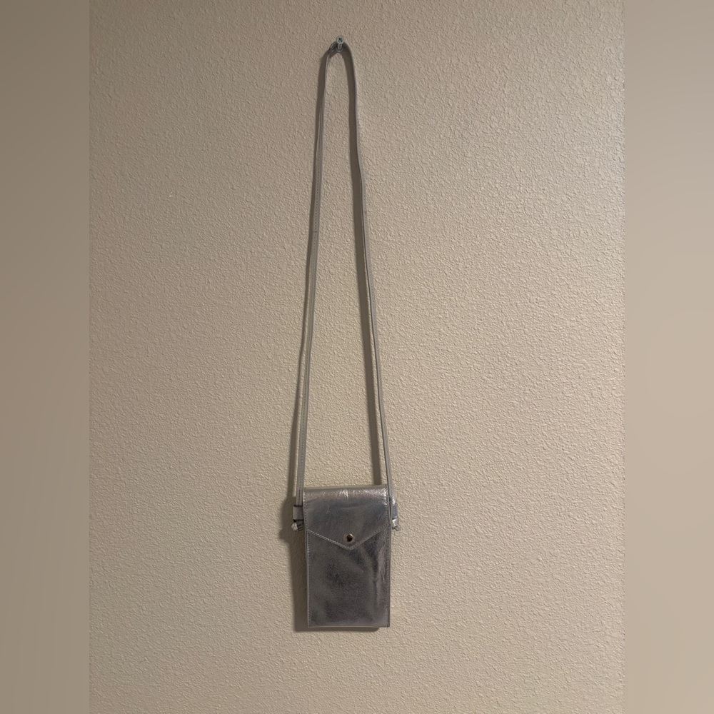 J. Crew Gracie phone bag metallic silver